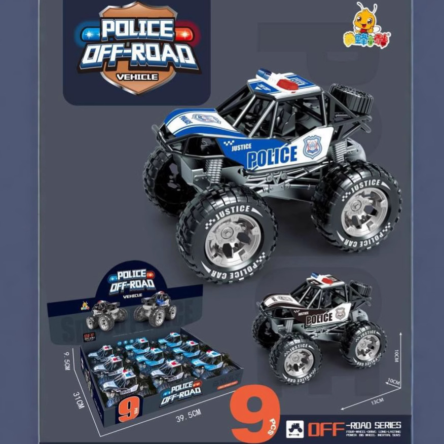 跨境儿童惯性仿真警车回力攀爬车越野车男孩车模型摆件玩具批发