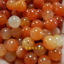 天然新疆红翡金丝玉散珠黄龙玉珠 圆珠diy手链项链配珠耳环吊坠