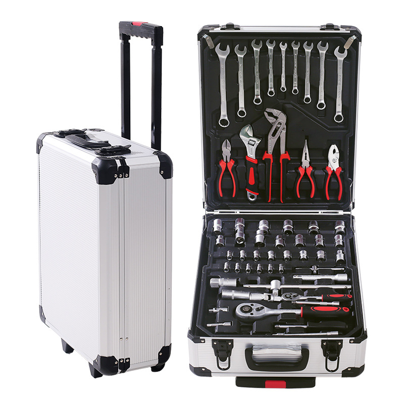 Juego de herramientas Bosxi 187 pzs – maletín portátil de aluminio con ruedas, set industrial profesional