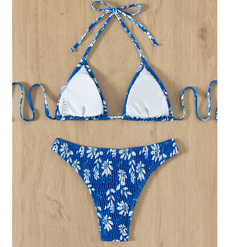 New Printed Cable Folded Triangle Bikini Europe And America AliExpress Wish Hot Selling Hot Split Swimwear