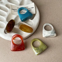 几何扇形彩色树脂戒指女韩国小众潮流个性独特时尚百搭指环戒子