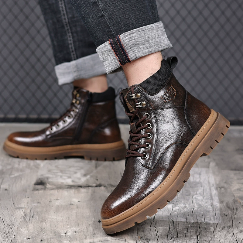 Martin сапоги мужские кожаные сапоги британский стиль дикие мужские туфли плюс бархатная теплая высокая банда повседневная обувь