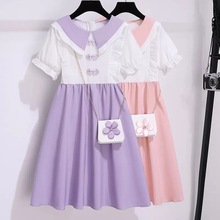 女童夏季新款连衣裙中大童女孩气质淑女假两件中国风盘扣夏装裙子