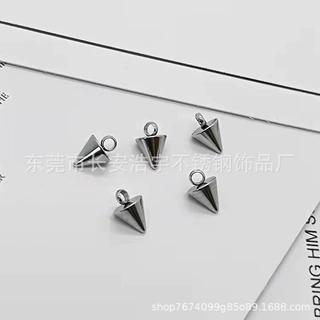 批发不锈钢尖锥体焊圈 耳环配件几何圆吊球 方形挂件吊坠饰品材料