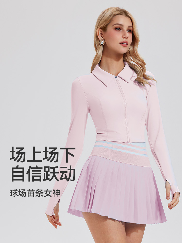 Jueza Amazon cortos mangas largas chaqueta de yoga con cremallera, chaqueta de tenis de acondicionamiento físico casual, chaqueta de mujer