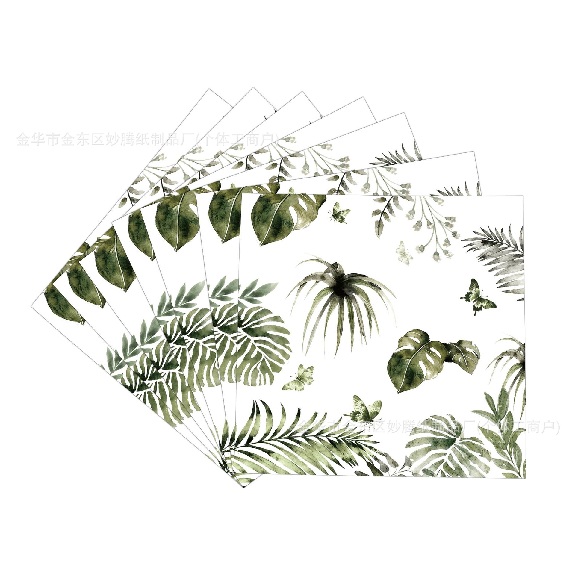 Nuevo verano fresco vegetal tropical cubiertos de fiesta familiar tazas de papel toallas de papel conjunto de bandeja de papel desechable
