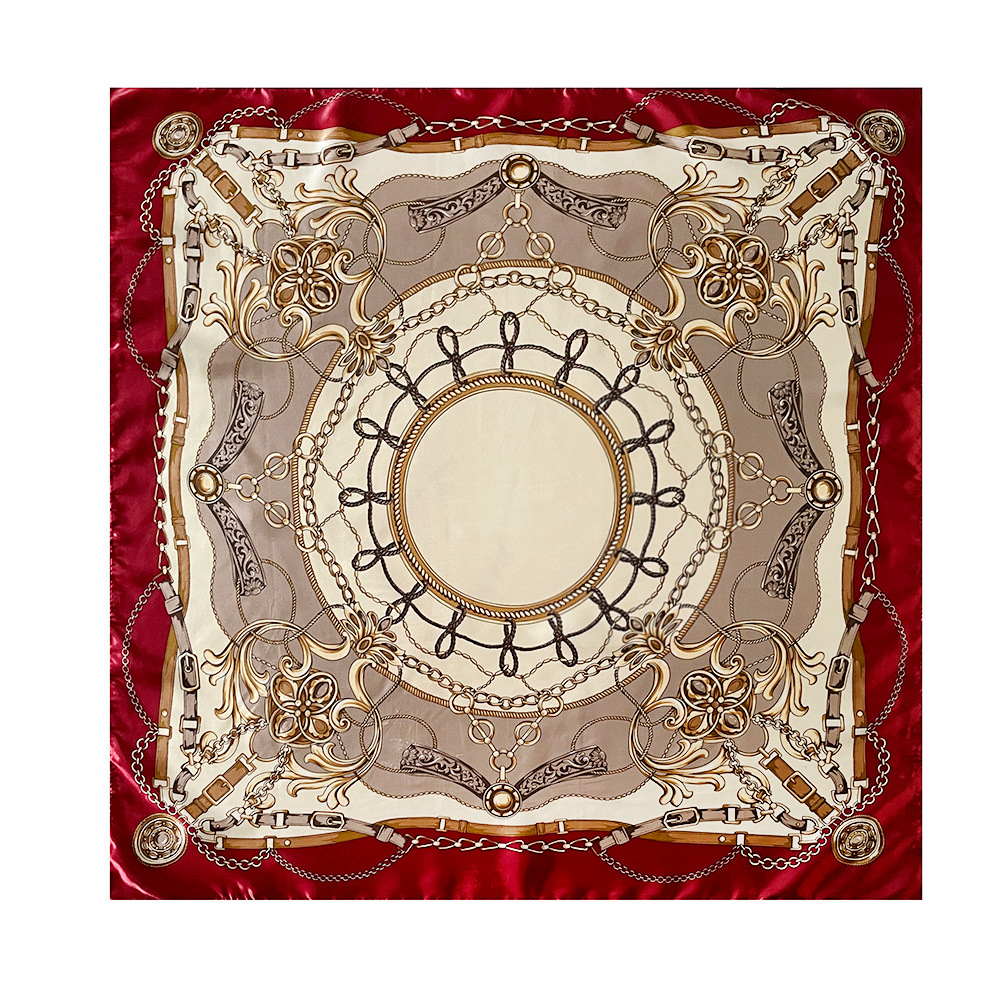 Classic Chain Printed Silk Square Scarf For Women Fashion Accessory_voghion.com
