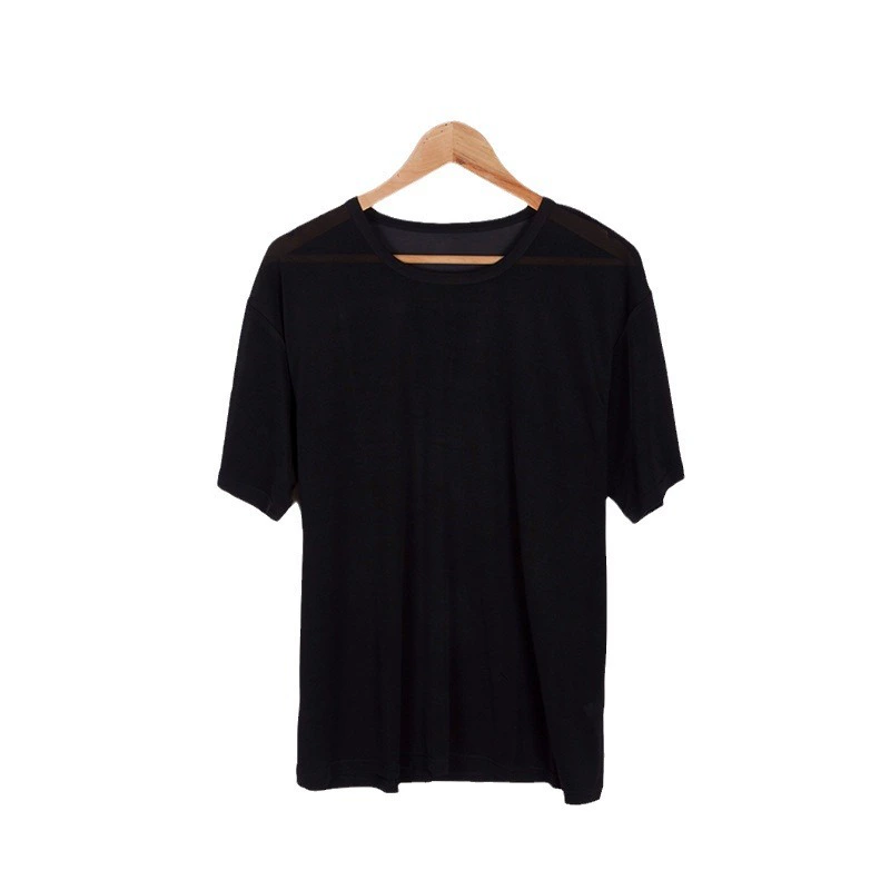 好桑缘 Silk T-shirt with a round collar, oversize