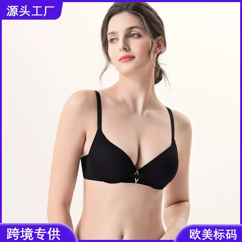 跨境爆款大码文胸防下垂无痕聚拢性感轻薄透气光面简约调整型内衣