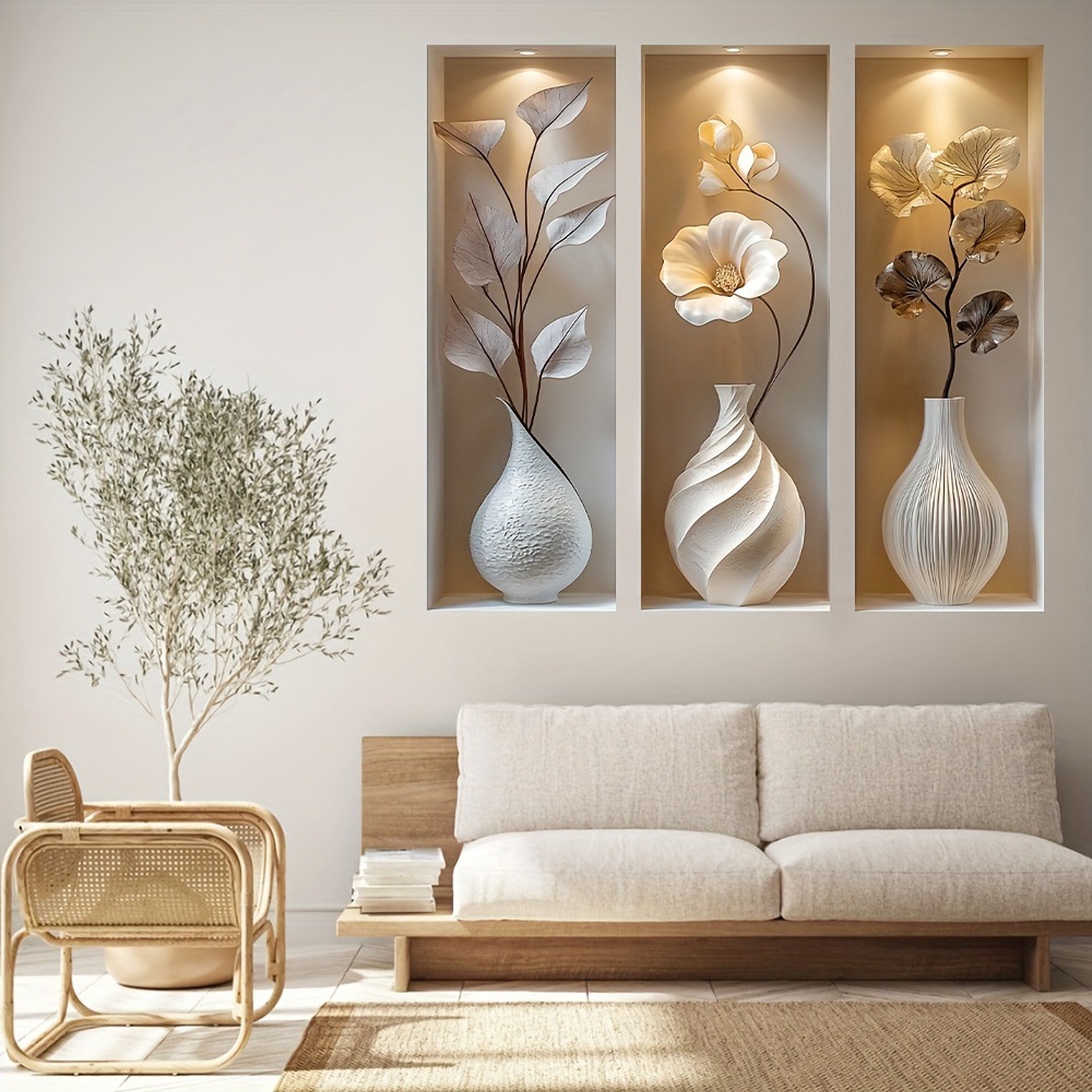 Vaso 3D pintura decorativa estilo minimalista moderno pegatinas de pared sala de estar dormitorio estudio decoración de fondo de pared PVC