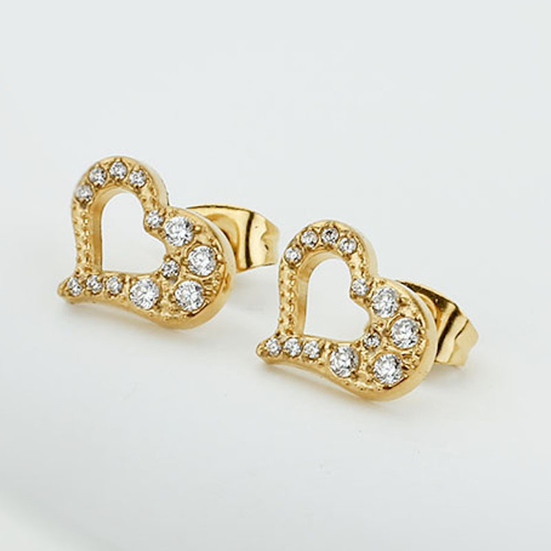 1 Pair IG Style Sweet Heart Shape Hollow Out Inlay Titanium Steel Zircon Ear Studs display picture 15