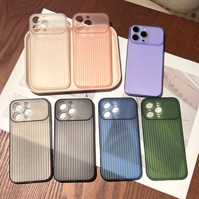 Suitable for iPhone 16 Corrugated Tpu Soft Shell Phone Case 17Pro Large Window Design Anti-Fingerprint Full-Cover Protective Case