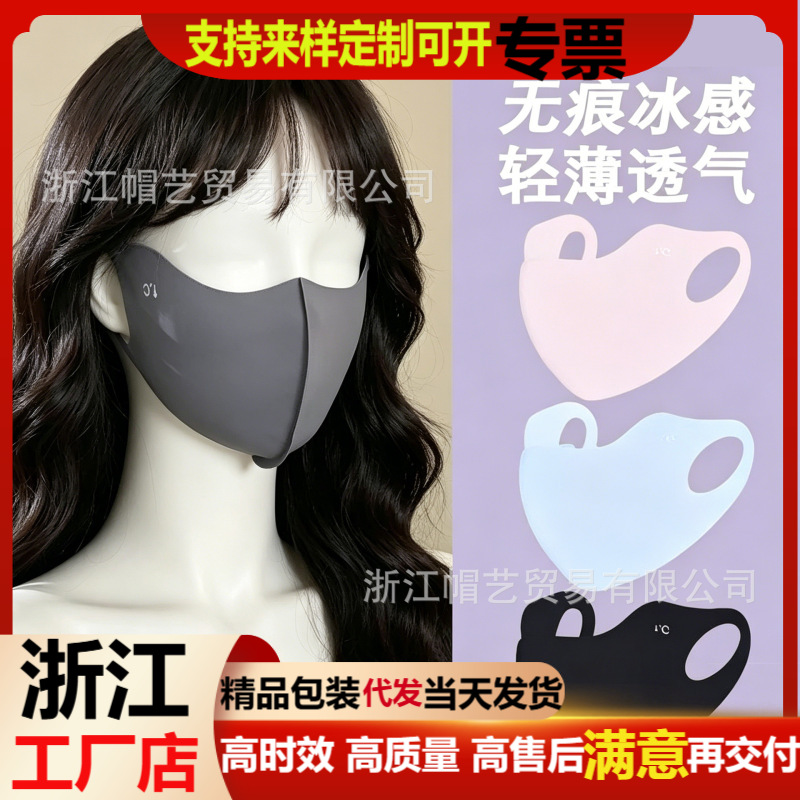 Eye Corner Ice Silk Sunscreen Mask Women's 3D Stereo Face Shade Full Face UV Protection Washable Mask