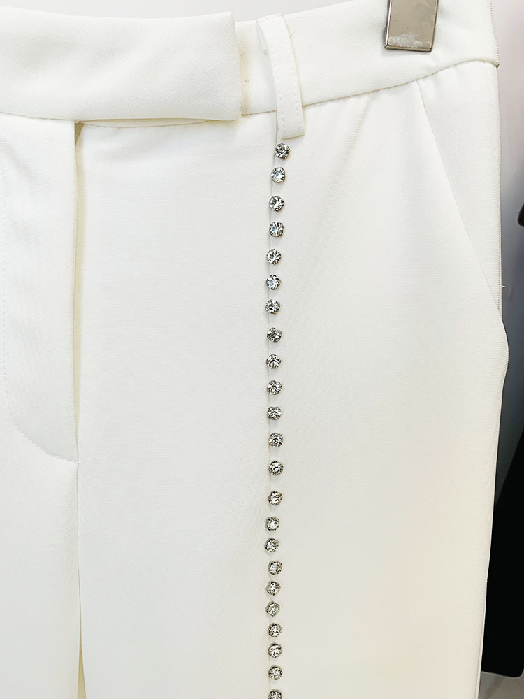 GraceChic - Conjunto de duas peças, modelo 2025, com blazer e calça comprida com fenda, bordados pesados com strass e aplicações de pérolas, inspirado na moda europeia e americana._voghion.com