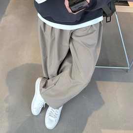 纯色打褶休闲裤工装裤春秋夏男生新款潮牌宽松长裤子简约百搭