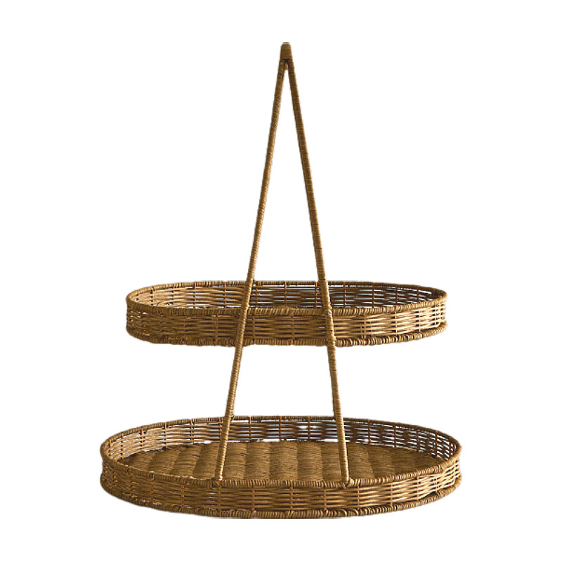 Cesta de tejido de vidano real de doble capa ktv tienda de hot pot bocadillos cesta de tejido cesta de almacenamiento de frutas, refresco, pan de pan