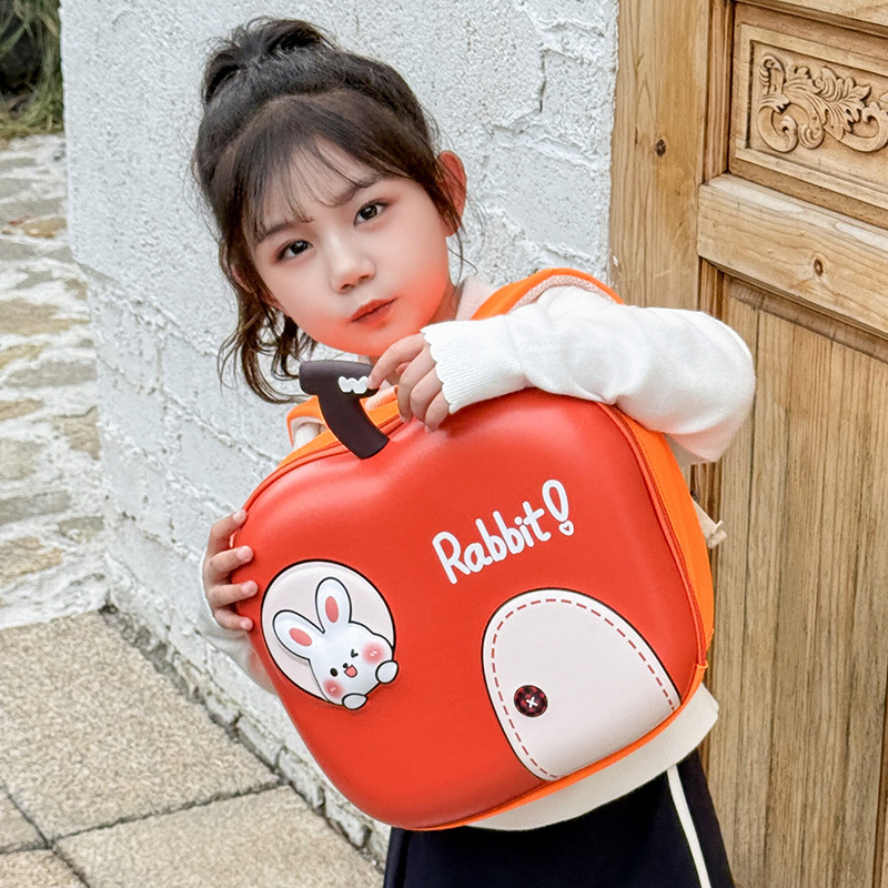 Mochila de dibujos animados para niños y niñas encantadora manzana en forma de jardín de infantes mochila de niños de cáscara de huevo ligera mochila