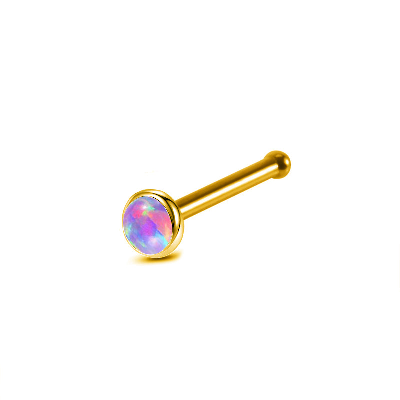 Opal Two-tone Ear And Nose Stud Piercing Jewelry For Daily Wear_voghion.com