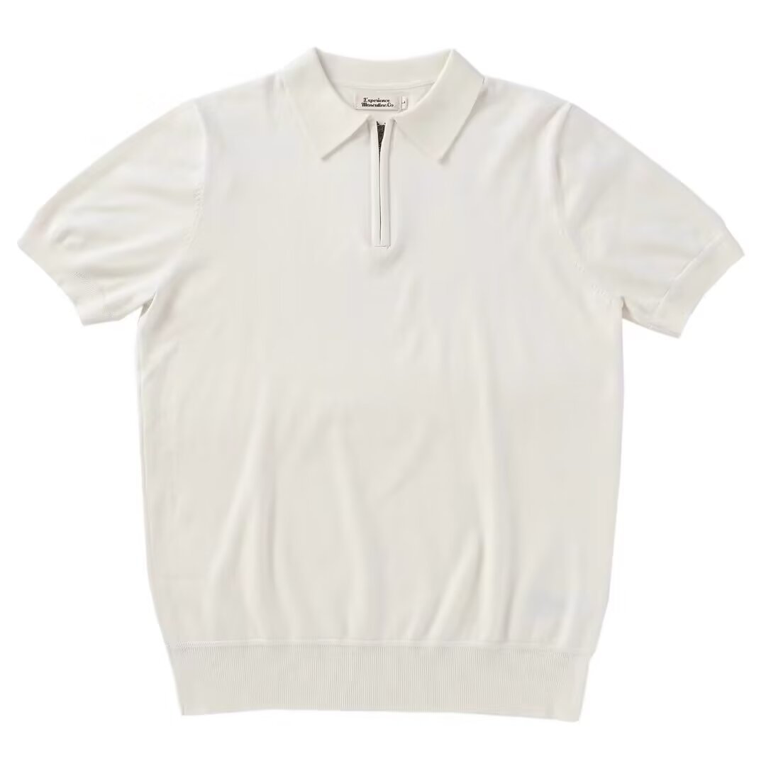 Venta directa de fábrica de camisetas de punto de seda de hielo para hombre, polos de manga corta de lujo de alta gama para hombre con media cremallera