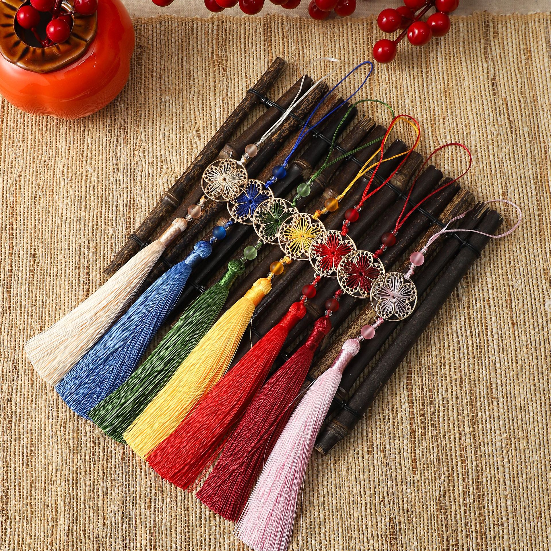 Flora de la luna llena colgante bordilla decoración del barril de la fiesta de Año Nuevo con flores de material DIY colgante de hebilla de seguridad