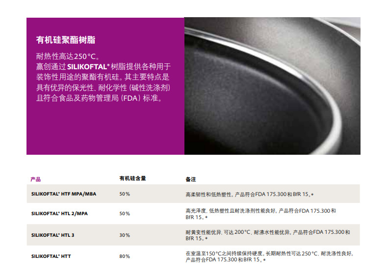 赢创 SILIKOFTAL HTL 2/MPA 有机硅聚酯树脂 高光泽度，低热塑性