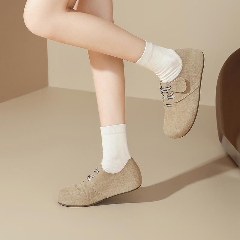 Zapatos de Dengbocken para mujeres 2024 nuevo otoño casual con lazos planos con un zapato de sola sola suave para viajar