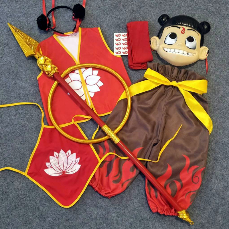 Children's Performance Clothing Set Long-Sleeved Six-Piece Dance Hot Wheels Textbook Drama Children's Day Performance Clothing Little Nezha