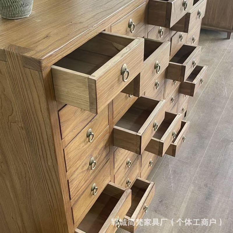 スポットスタイル古いドアパネル風化無垢材収納キャビネット多層引き出し漢方薬収納キャビネット古いニレ家具キャビネット|undefined