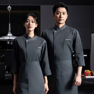 Long-sleeved chef's clothes custom catering chef's work clothes logo printing restaurant hotel cake baking shop work clothes