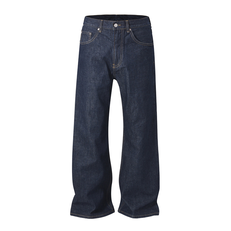 blackicon AC with 2021M original cow loose straight wide leg dark blue retro micro horn jeans men blackicon AC with 2021M original cow loose straight wide leg dark blue retro micro horn jeans men