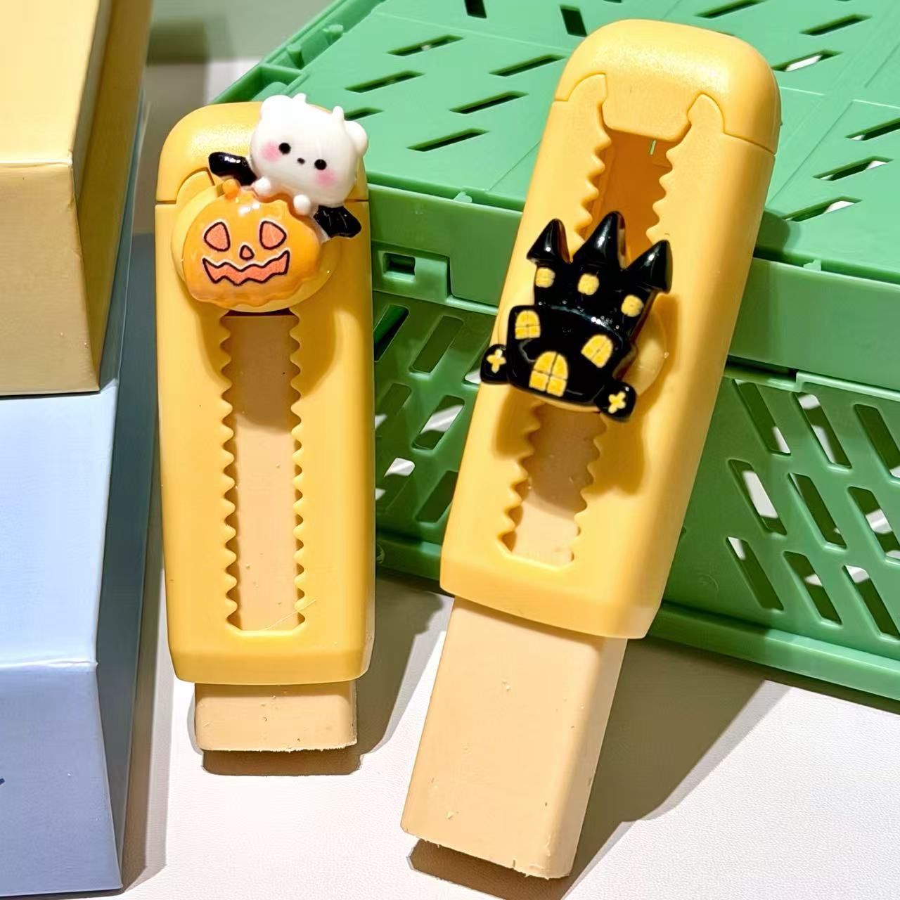 Creativo Halloween push-pull goma calabaza genio Halloween estudiantes papelería mayorista regalos de vacaciones para niños pequeños