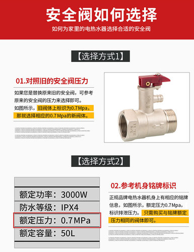 All-copper thickened 4 points/6 points universal household electric water heater special safety valve pressure reducing valve pressure relief valve check valve