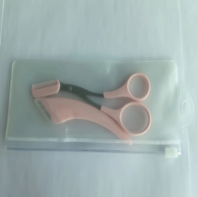 초승달 눈썹 칼-핑크 핑크 눈썹 가위 (젖빛 지퍼 가방)