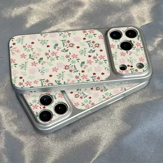 仿原小羊皮苹果16满屏碎花手机保护壳17air轻奢iPhone16promax新