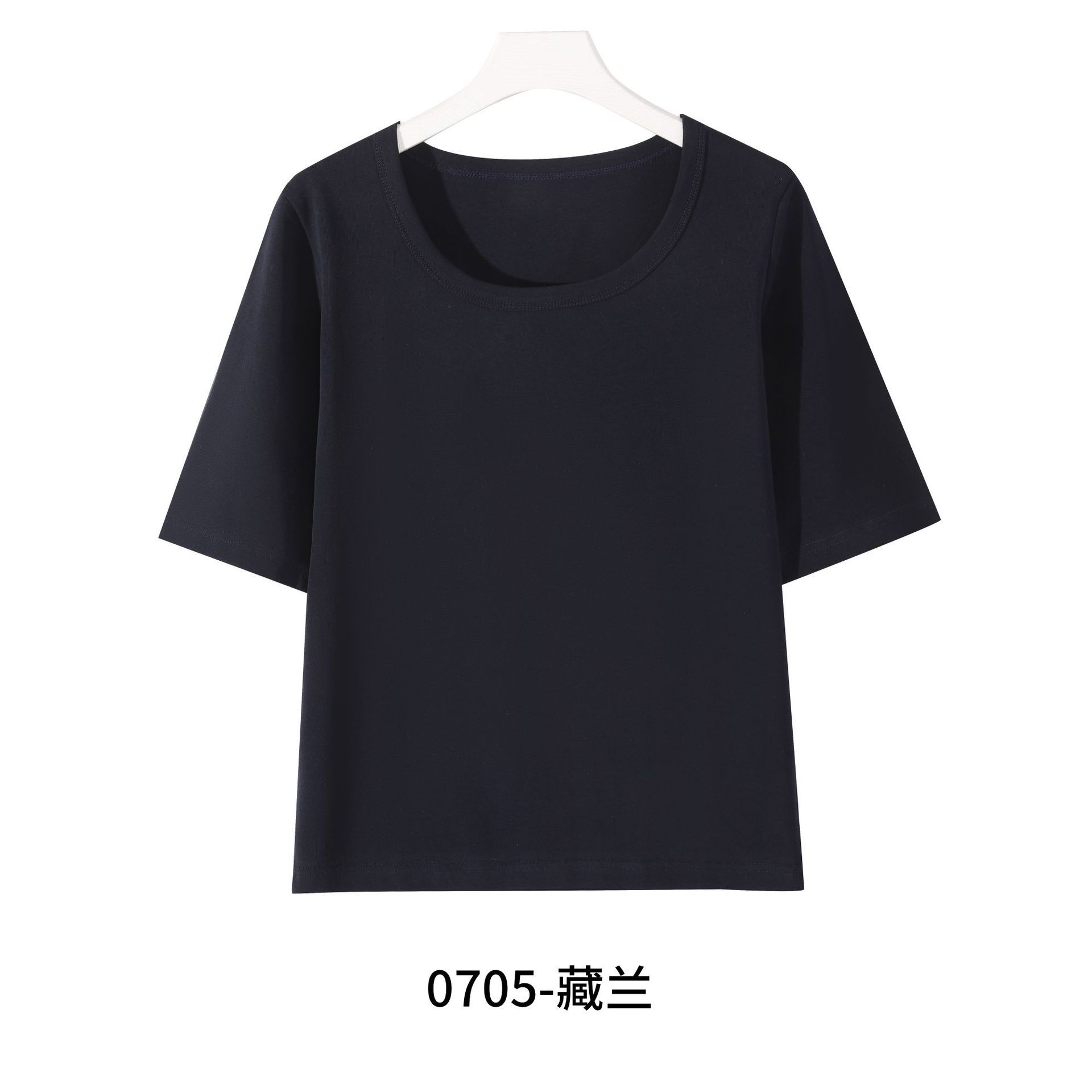 편안한 면 여성용 중간소매 705 네이비블루