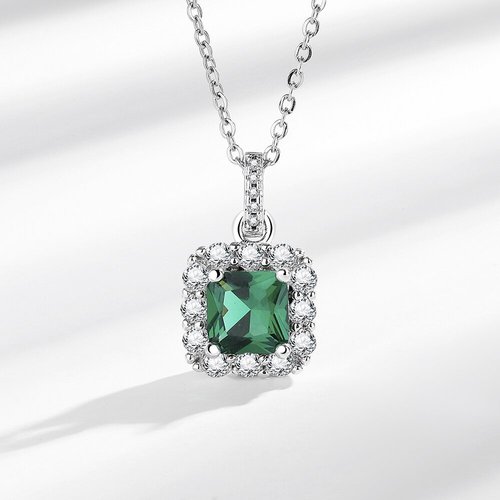 TK Live Hot Selling Simulated Emerald Small Sugar Cube Zirconia Necklace Earrings Ring for Women Bride Wedding Set Decorative Accessories