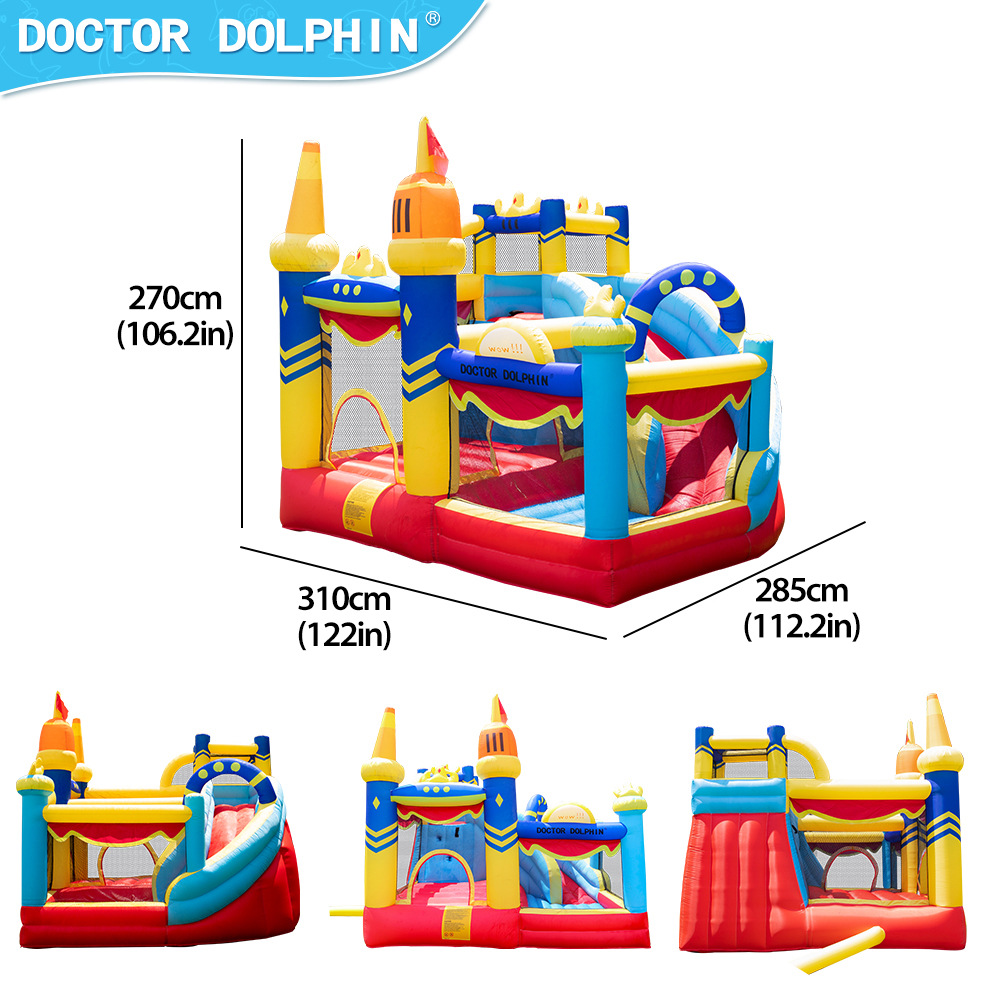 Doctor Delfín | Castillo inflable para niños, pequeño parque de atracciones, castillo inflable, trampolín para uso doméstico, plegable
