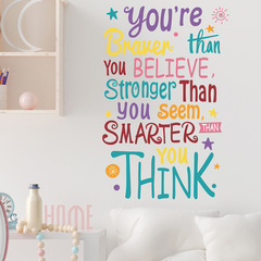 外貿彩色英文標語兒童房臥室玄關家居裝飾牆貼貼紙自粘批發跨境