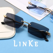 时尚无框斯文小框太阳镜个性切边痞帅街拍眼镜欧美跨境果冻色墨镜