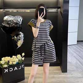 669已出货夏季新款慵懒风休闲运动套装女韩版高级感短袖短裤两件