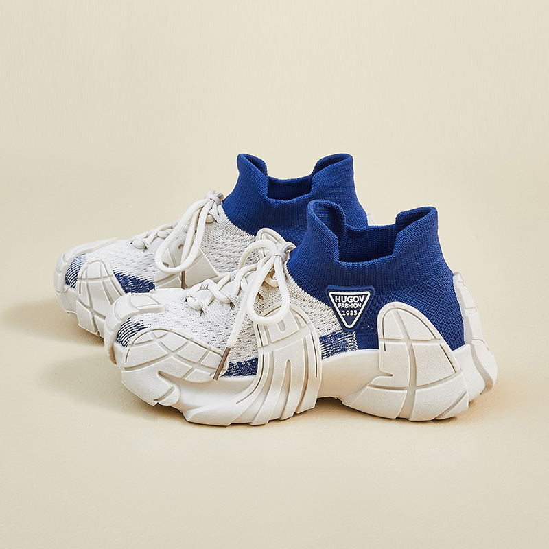 Zapatillas Tejidas Deportivas Unisex Capellada de Malla de Tela Suela de Caucho con Aumento de Estatura para Uso Diario