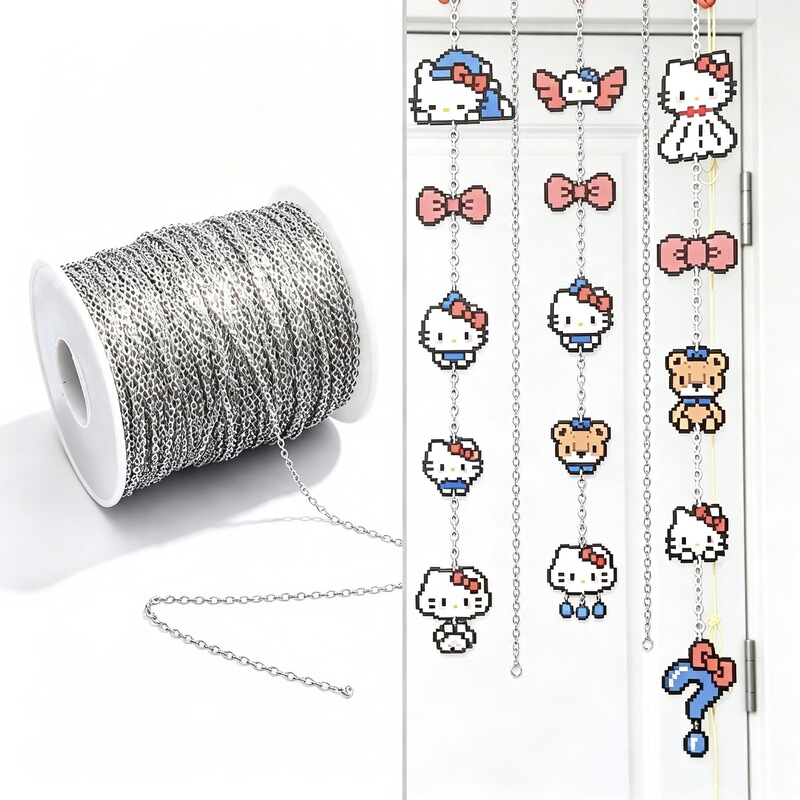Stainless Steel Flat O Cross Chain Link Accessories for DIY Bead Art Tools