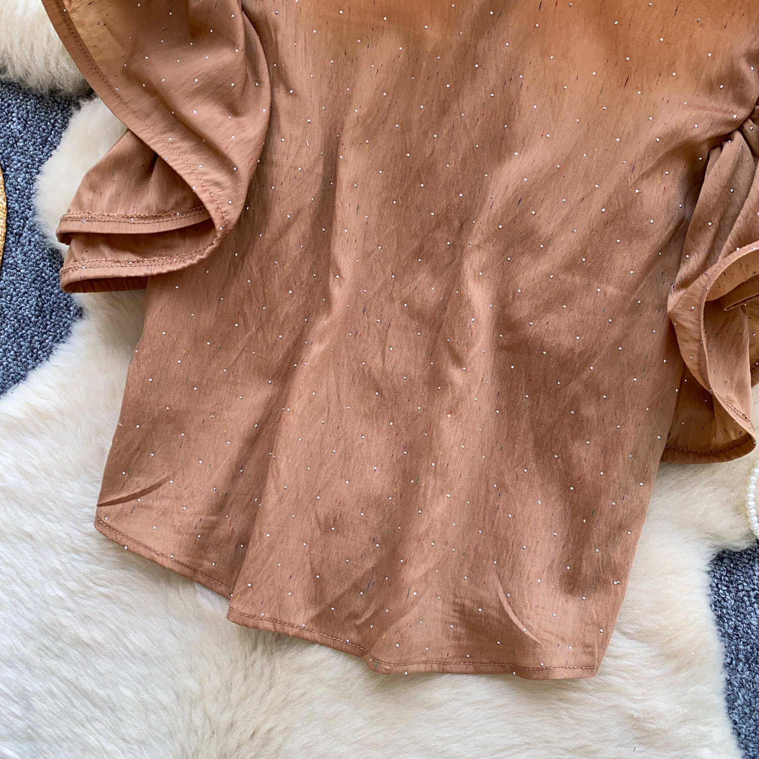 Women's Korean Style Puff Sleeve Breathable Shirt Skin Friendly Loose Design Elegant Versatile Commuter Top Spring 2026_ecoleips.com