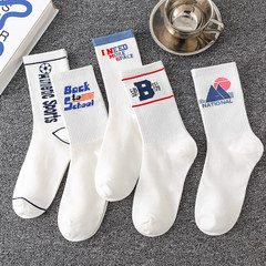 22-letter student crew socks autumn winter sports trend basketball socks dropshipping men's white socks