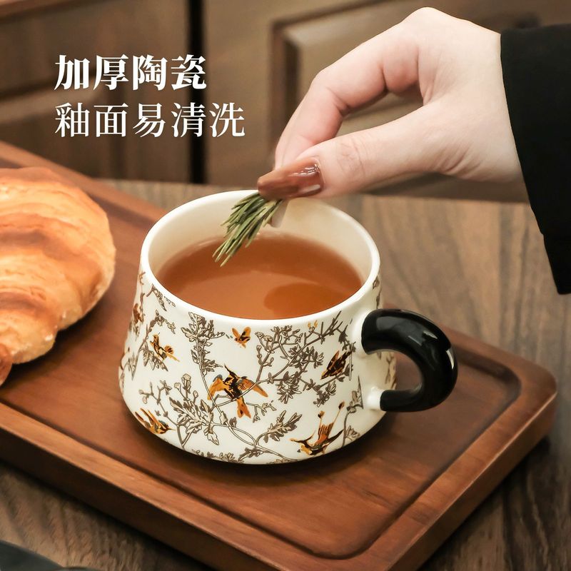 中古陶器コーヒーカップ、軽奢で高温耐性のあるカップ＆ソーサーセット、家庭用、クリエイティブなカップル向け、高級感のあるマグカップ、ウォーターカップ|undefined