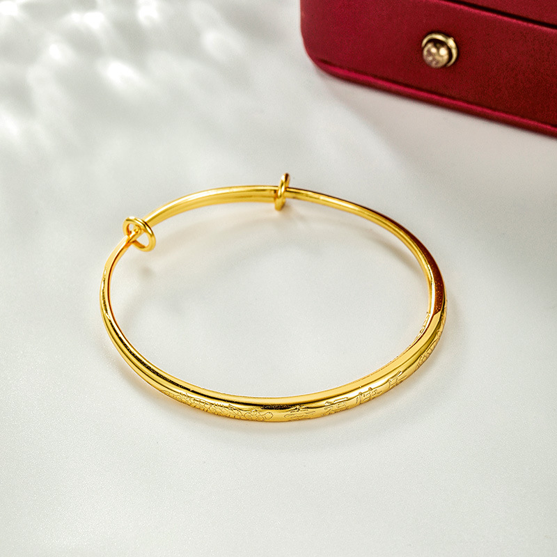 Xuping joyas aleación de cobre chapado en oro simulación oro simple estilo de alta sensación de grabación rodón empujar pulsera bebé