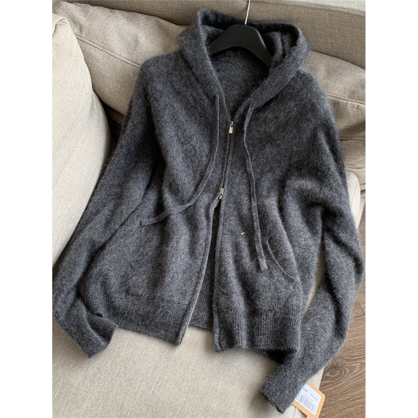 2025冬季新款拉绒 休闲羊毛气质拉链连帽针织毛衣女批发H03CS1636