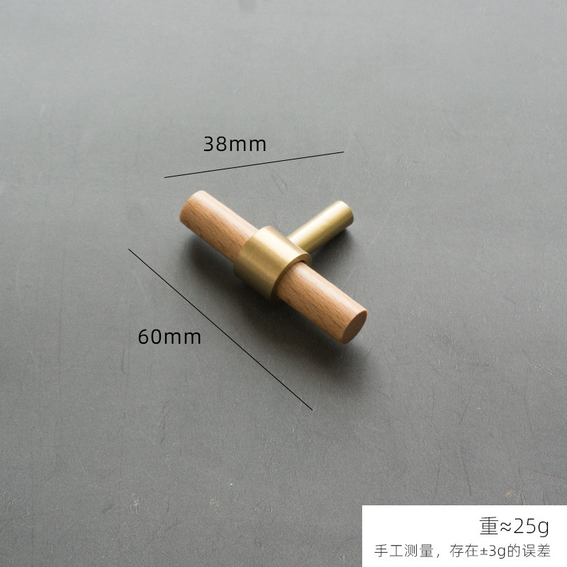 Nogal simple latón mango nuevo chino nogal muebles puerta armario hardware manija doble agujero