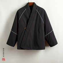 2025冬季新款中国风男装新中式改良斜襟汉服男士复古开衫棉衣外套