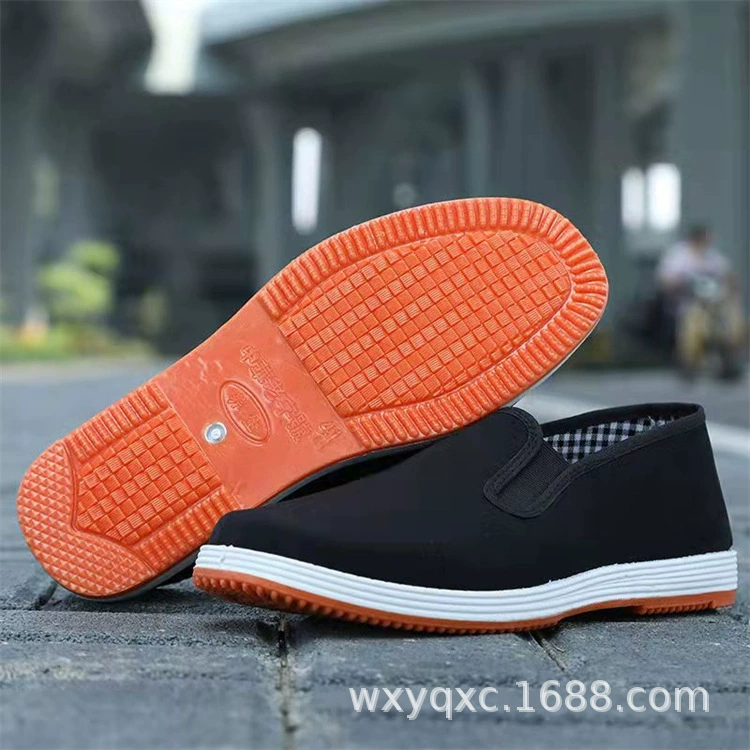 Черные тканевые туфли шины единственная Тканевая обувь Охрана труда старая Пекинская Тканевая обувь Мужская и Женская рабочая обувь оптом